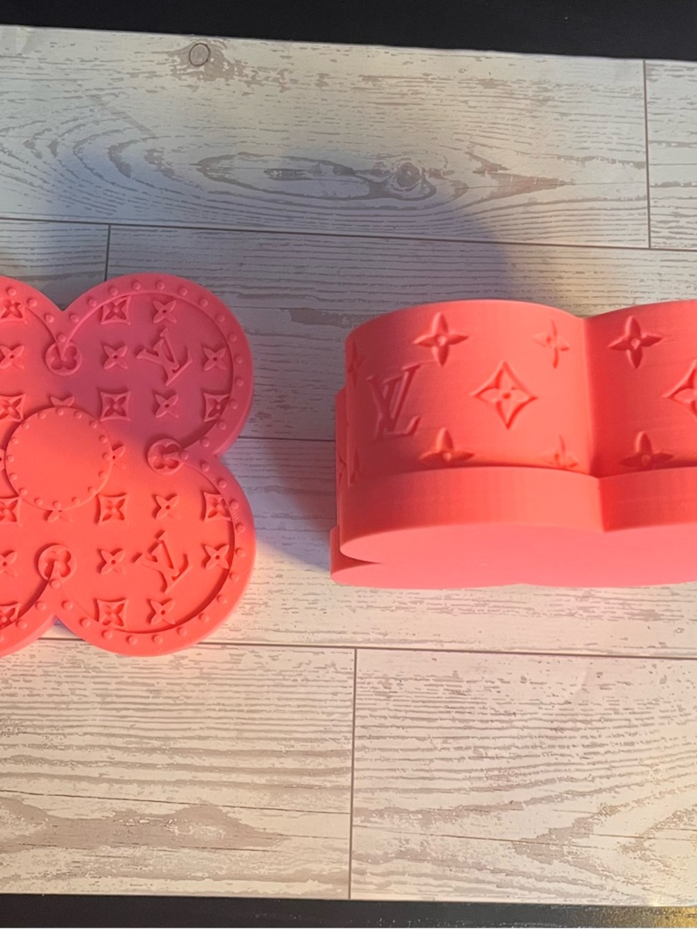 LVCoral Pink Monogram Flower Box - 12cm 3D printed